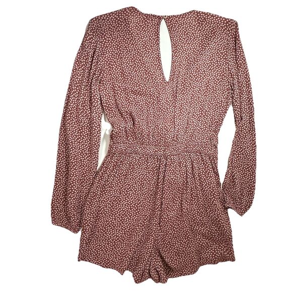 Abercrombie & Fitch Romper Floral Boho Split Back Maroon Sz S Festival Bloomcore - Picture 2 of 16